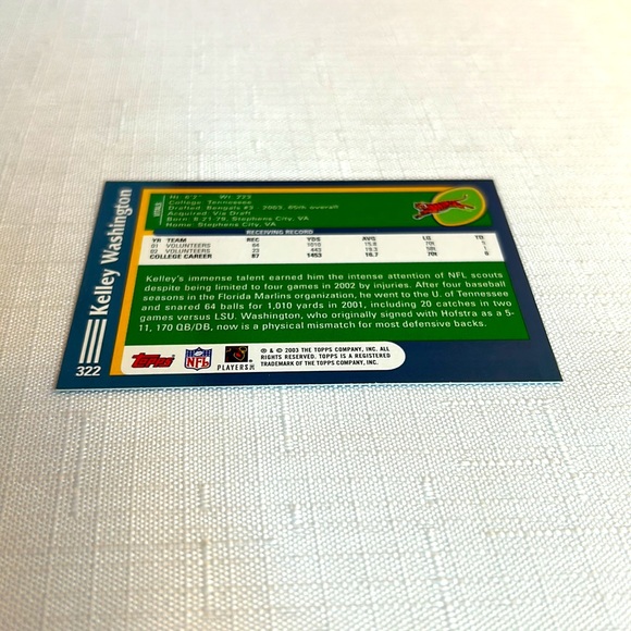 Topps Rookie Card NFL Kelley Washington Cincinnati Bengals - Picture 8 of 11